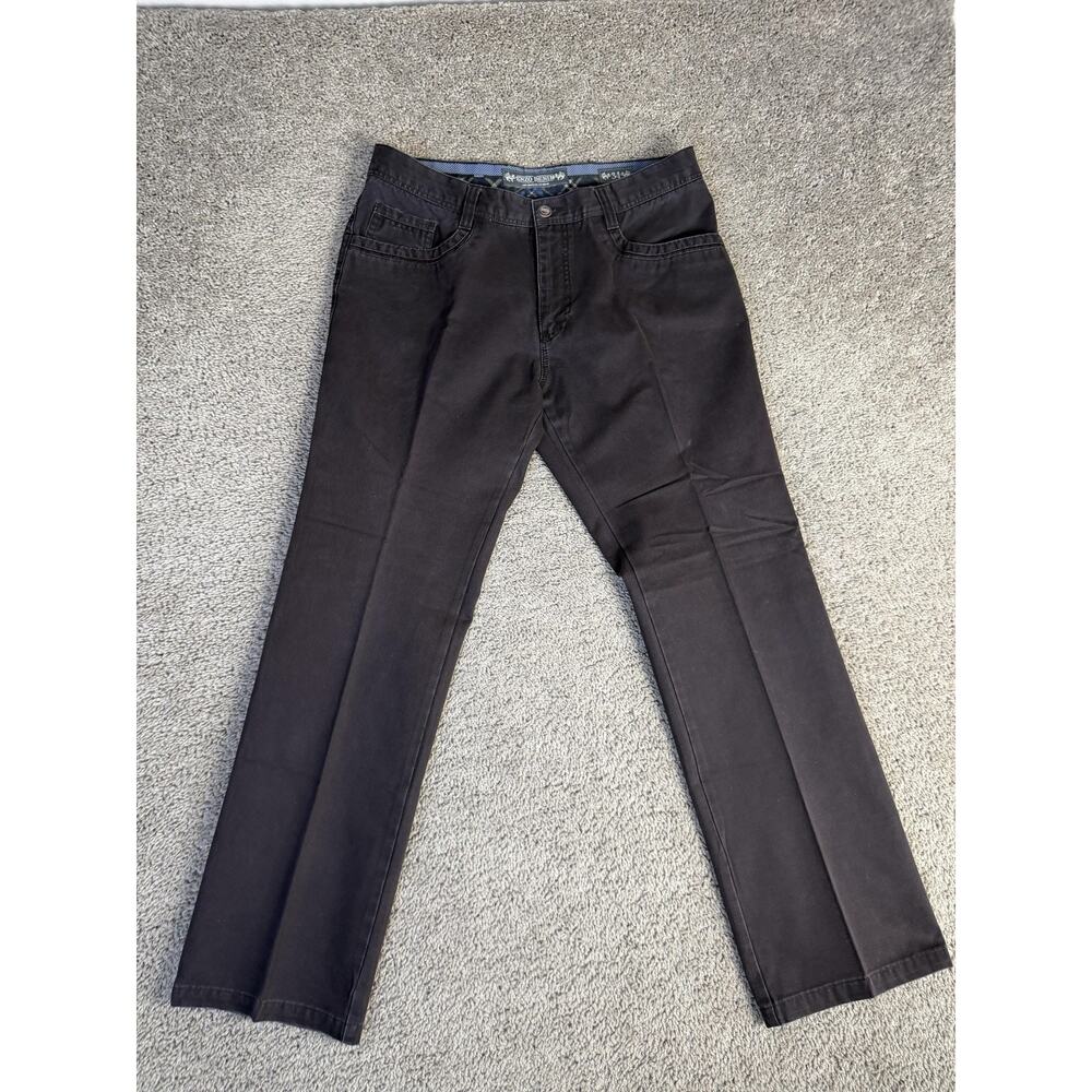 Enzo Denim Jeans Mens 34x30 Black Straight Regular Fit Denim Pockets Logo